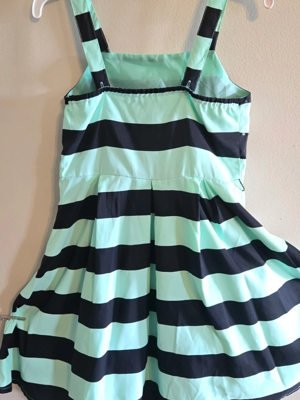 Justice Mint and Black Striped Fit-and-Flare Dress Size 10